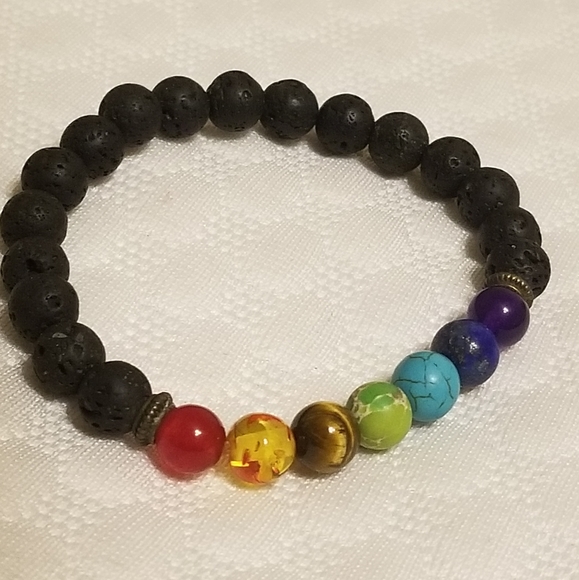 Genuine Stone Lava Bead Oil Infuse Bracelet -Unisex - Picture 1 of 7